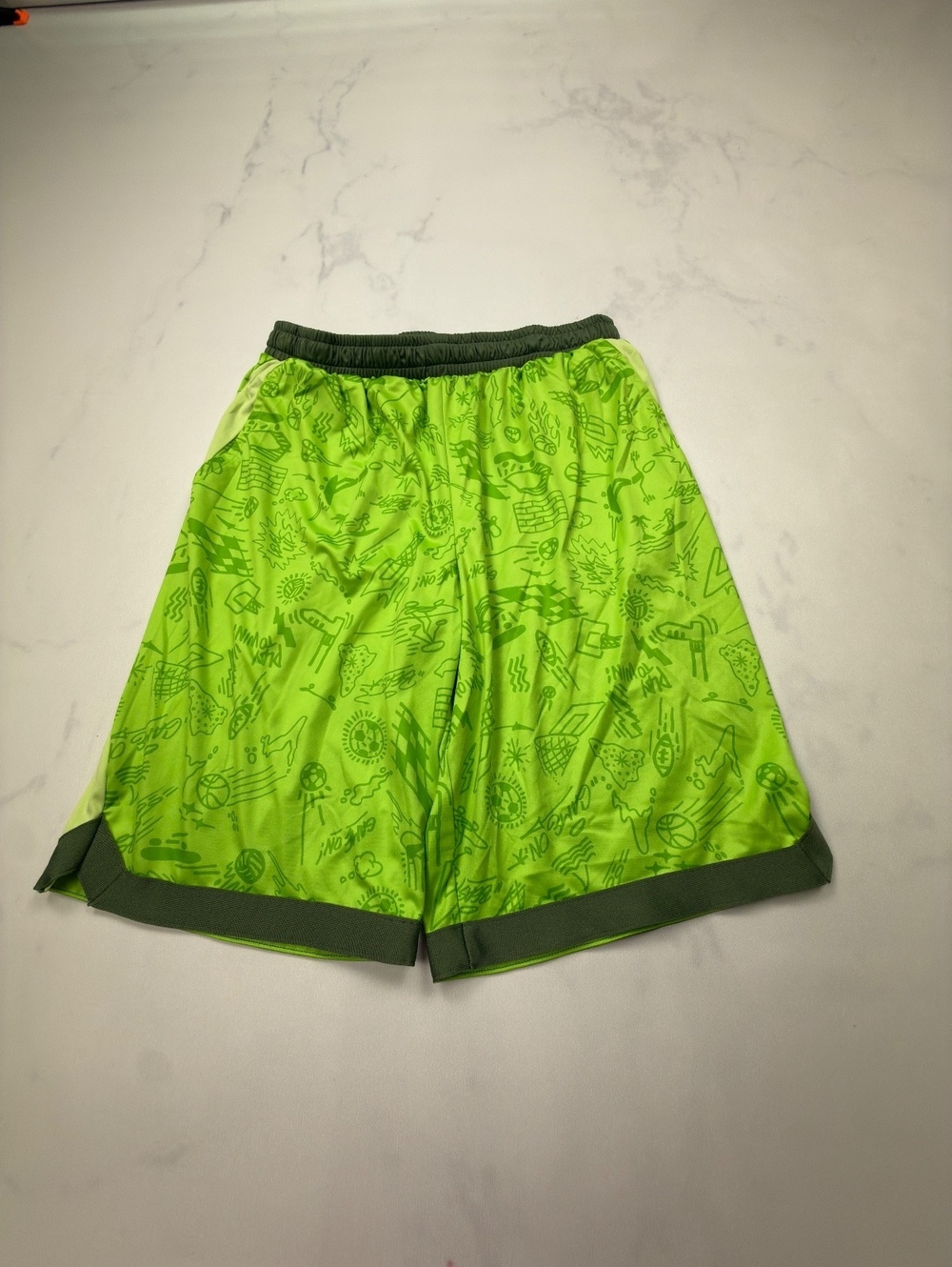 Tek Gear Printed Athletic Shorts Green Modern Loose Fit - Boys XL